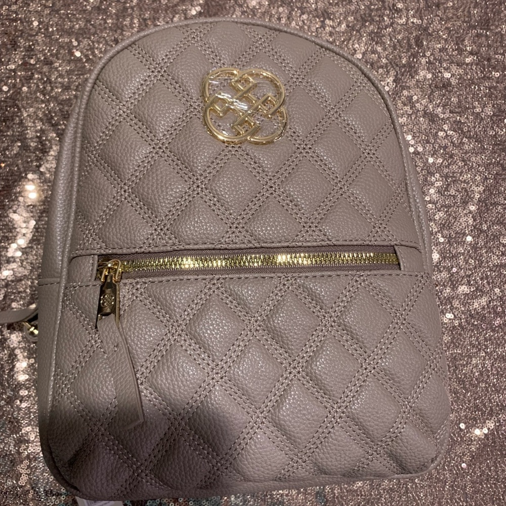 Daisy Fuentes Taupe Quilted Backpack with Gold Details